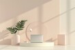 © JK_kyoto - Elegant workspace featuring a laptop, modern decor, and greenery, perfect for inspiring productivity and creativity.