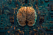 © Sunshower Shots - Brain on a printed circuit board PCB, digital immortality, brain computer interface BCI, neurorobotics technology, singularity, transhumanism