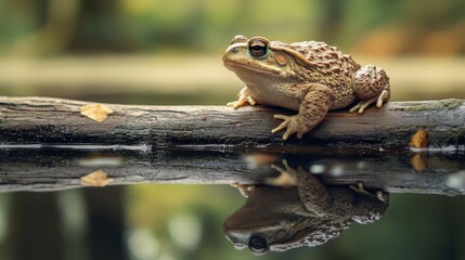 Poster - Frog on Log in Water