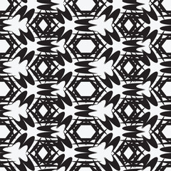 Wall Mural - Abstract black and white grunge geometric seamless pattern. Art texture with paint splashes, chaotic shapes, lines. Sport graffiti style background.