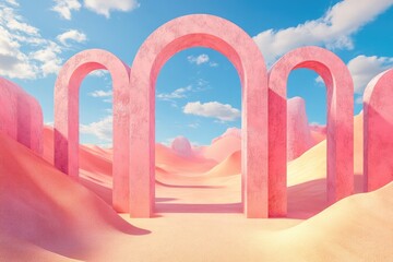 Wall Mural - Pink Arches in a Desert Landscape