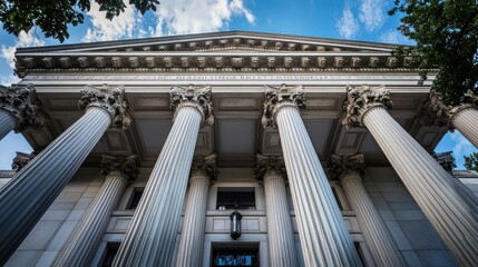 Aufkleber - Low Angle View of a Classic Building Facade with Columns