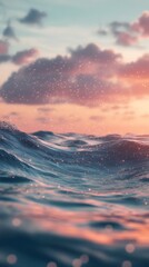 Poster - A tranquil ocean scene at twilight where sparkling stars reflect on the gentle waves blending with the soft colors of a dreamy sunset sky