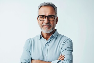 Canvas Print - A man with glasses and a beard standing with his arms crossed