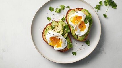 Wall Mural - Avocado Toast with Poached Eggs