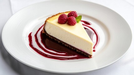 Sticker - Delicious Slice of Cheesecake with Raspberries