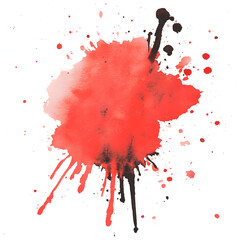 Wall Mural - watercolour blot, red colour, without background