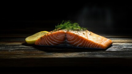 Poster - Fresh Salmon Fillet with Lemon and Dill