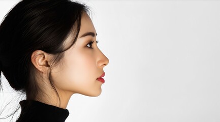 Wall Mural - A woman with long black hair and a black turtle neck sweater