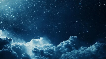 Magical Night Sky with Glittering Stars and Soft Clouds Generative AI