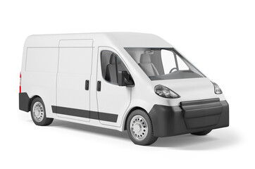 Wall Mural - White delivery van on a white background