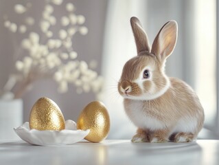 Canvas Print - Golden Egg with Rabbit