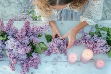 Wall Mural - Arranging Purple Flowers