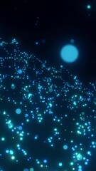 Poster - Black background with illuminated sequins. Motion. Bright confetti in cartoon animation that fly in different directions.