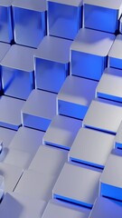Fototapete - Abstract surface of moving cubes. Design. 3D texture with randomly moving up and down cubes.