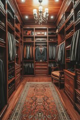 Wall Mural - Chandelier lit closet with rug