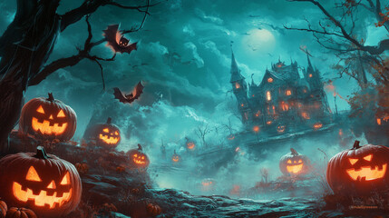 Wall Mural - halloween background qhd quality enhanced with ai - for event & social media use