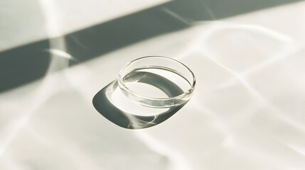 Poster - Minimalist clear glass ring with a thin unadorned band resting on a clean monochrome surface embodying the essence of simplicity and modern design
