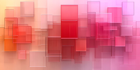 Aufkleber - Abstract composition of overlapping red and pink rectangles creating a vibrant digital background design