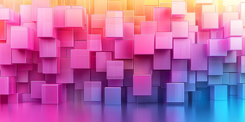 Poster - Colorful abstract cubes create an artistic backdrop with a gradient of pink and blue tones