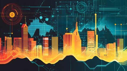Poster - graphic illustrating an iot connected network of seismic sensors for predicting and monitoring earth