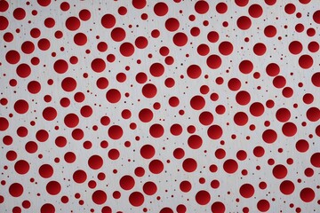 a close up of a red and white polka dot pattern