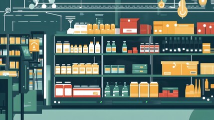 Poster - Innovative Graphic Depicting IoT Integrated Shelves that Monitor Product Freshness and Dates Enhancing Retail Supply Chain Efficiency