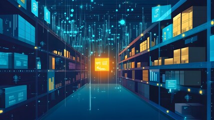 Poster - of iot powered smart shelves displaying real time sales inventory and analytics data on a digital da