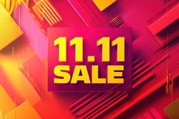 Poster - 11.11 singles day sale banner featuring vibrant geometric shapes