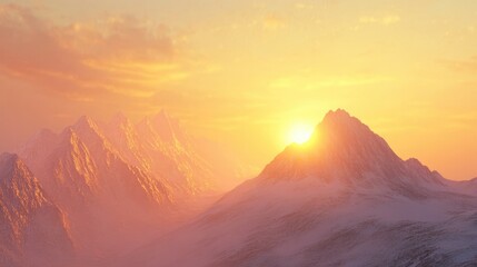 Wall Mural - Golden Mountain Peaks Bathed in Sunset Light