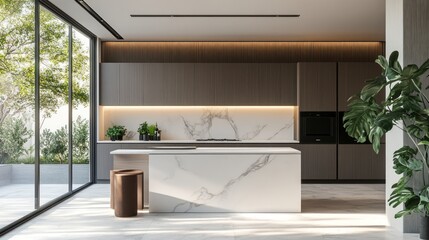 Wall Mural - Modern home kitchen interior with cabinet, Generative Ai.