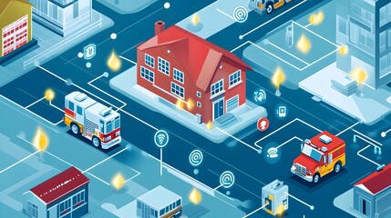 Poster - innovative graphic showcasing the of iot technology in emergency response coordination enabling seam