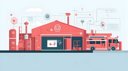 Poster - a graphic depicting the of iot technology to enhance safety protocols within fire stations the image