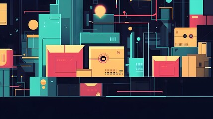 Poster - a graphic depicting the concept of smart packaging that leverages iot internet of things technology 