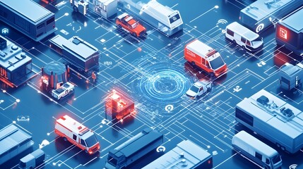 Poster - detailed graphic showcasing the of iot technology within emergency response systems for enhanced dis