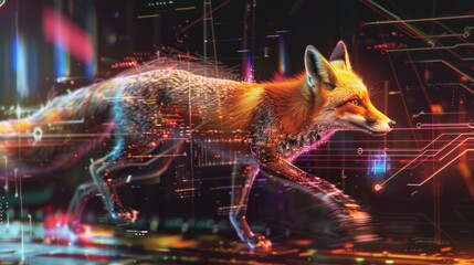 cybernetic fox in a digital realm