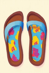 Poster - Floral Patterned Summer Sandals