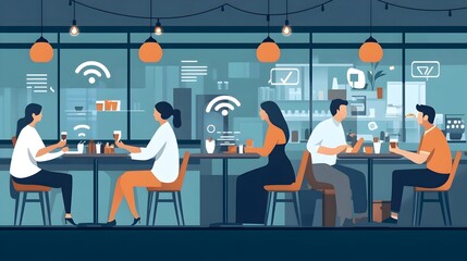 Poster - innovative graphic depicting an iot powered customer seating and reservation system designed for eff