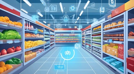Poster - innovative graphic depicting iot connected systems designed for perishable goods storage and distrib