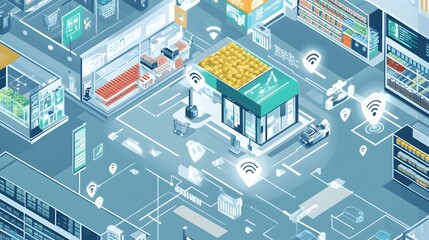 Poster - a graphic depicting the of iot powered security and surveillance systems within a contemporary fresh