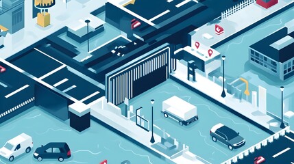 Poster - graphic depicting iot enabled automated gates and barriers designed for flood prevention and resilie