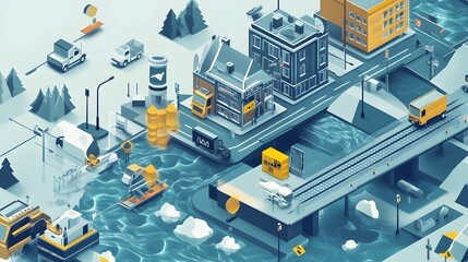 Poster - advanced iot powered flood simulation models leveraging data analytics machine learning and 3d visua