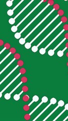 Poster - Purple and green background with dna scheme. Design. A bright background with dna molecules that rotate made in computer abstraction.