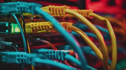 Network Cables Intertwined In Server Rack