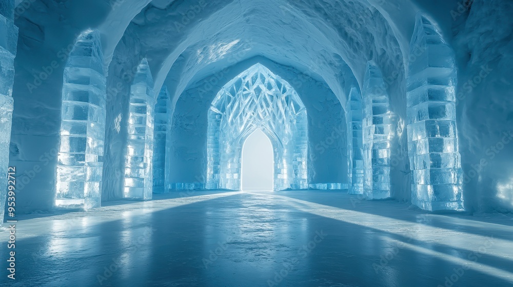 Stunning ice palace with intricate architectural details and ethereal ...