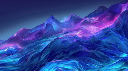 Wall Mural - Abstract wavy purple and blue background with light highlights.