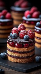 Wall Mural - Several small cakes with berryes