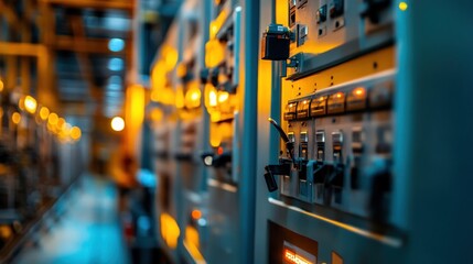 Electrical substation room in petrochemical plant, Servers room in gas and oil refinery industrial