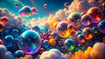 cloud-inspired abstract background with vibrant bubbles