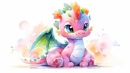 A colorful dragon with a pink body